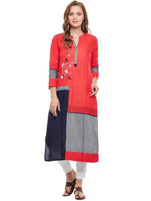 Coral woven rayon kurtas-and-kurtis 1