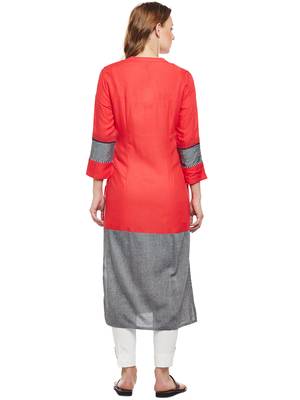 Coral woven rayon kurtas-and-kurtis 2