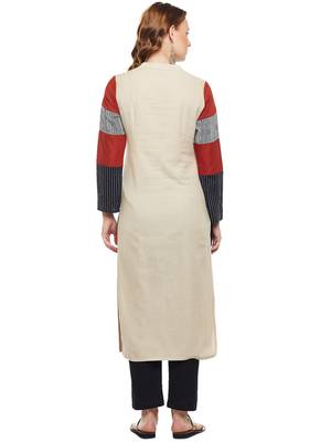 Beige woven rayon kurtas-and-kurtis 2