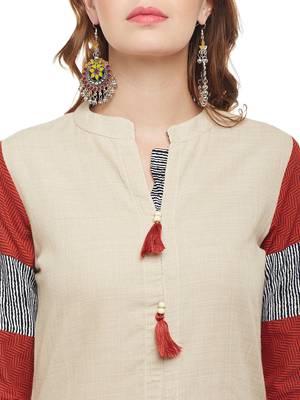 Beige woven rayon kurtas-and-kurtis 5