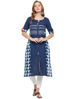 Blue woven cotton kurtas-and-kurtis 1