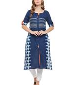 Blue woven cotton kurtas-and-kurtis