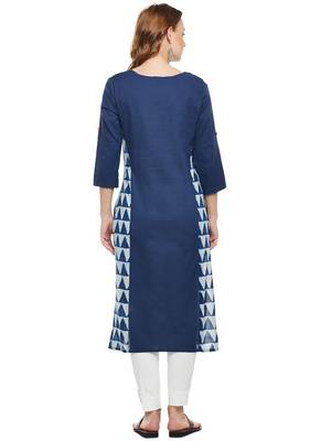 Blue woven cotton kurtas-and-kurtis 2