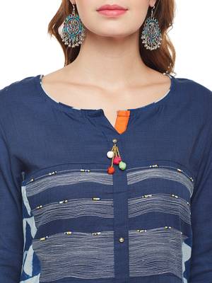 Blue woven cotton kurtas-and-kurtis 5