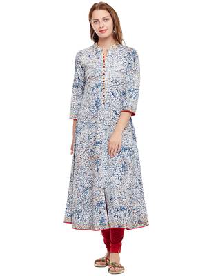 Blue woven cotton kurtas-and-kurtis 1