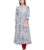 Blue woven cotton kurtas-and-kurtis