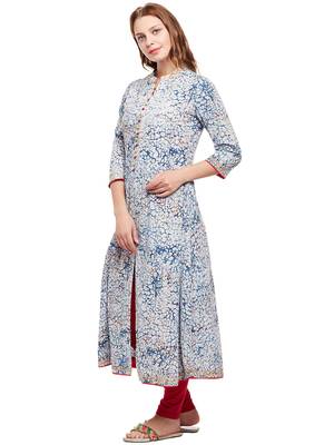 Blue woven cotton kurtas-and-kurtis 3
