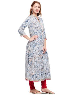 Blue woven cotton kurtas-and-kurtis 4