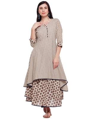 Beige woven rayon kurtas-and-kurtis 1