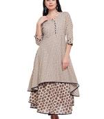 Beige woven rayon kurtas-and-kurtis