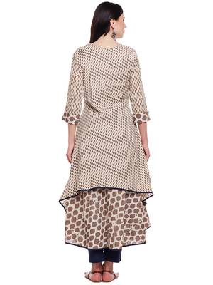 Beige woven rayon kurtas-and-kurtis 2