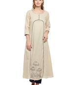 Beige woven cotton kurtas-and-kurtis
