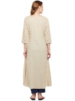 Beige woven cotton kurtas-and-kurtis 2