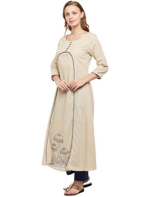 Beige woven cotton kurtas-and-kurtis 3