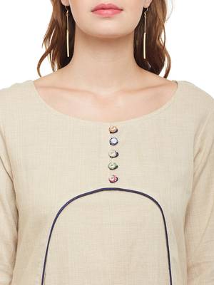 Beige woven cotton kurtas-and-kurtis 5