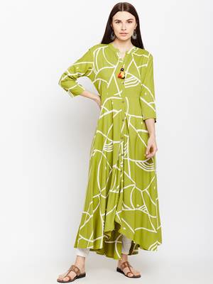 Green woven rayon kurtas-and-kurtis 1