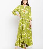 Green woven rayon kurtas-and-kurtis