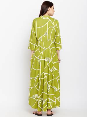 Green woven rayon kurtas-and-kurtis 2