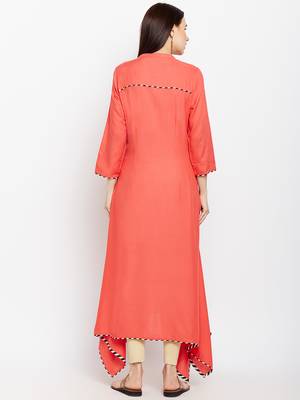 Coral woven rayon kurtas-and-kurtis 2