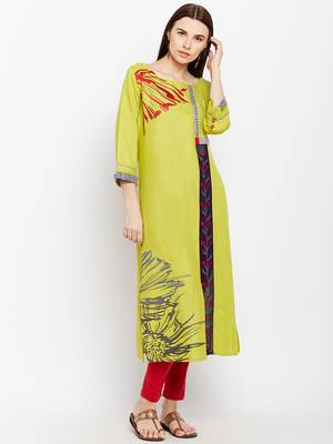 Green woven rayon kurtas-and-kurtis 1