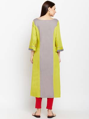 Green woven rayon kurtas-and-kurtis 2