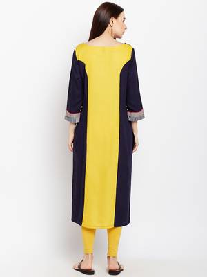 Navy-blue woven rayon kurtas-and-kurtis 2