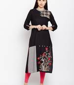 Black woven rayon kurtas-and-kurtis