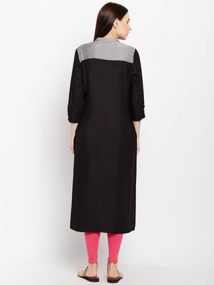 Black woven rayon kurtas-and-kurtis 2