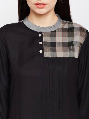 Black woven rayon kurtas-and-kurtis 5