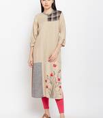 Beige woven rayon kurtas-and-kurtis