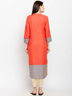 Coral woven rayon kurtas-and-kurtis 2