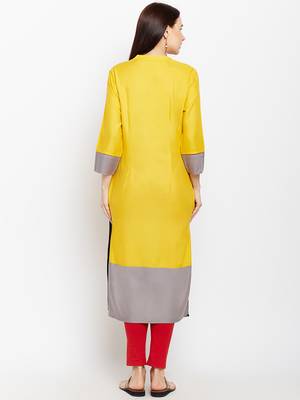 Yellow woven rayon kurtas-and-kurtis 2