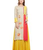 Beige woven rayon kurtas-and-kurtis