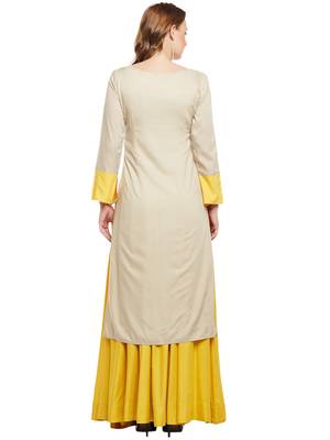 Beige woven rayon kurtas-and-kurtis 2