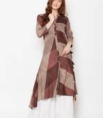 Beige woven rayon kurtas-and-kurtis