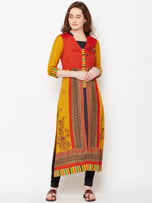 Red woven rayon kurtas-and-kurtis 1