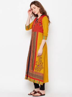 Red woven rayon kurtas-and-kurtis 3