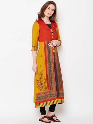 Red woven rayon kurtas-and-kurtis 4