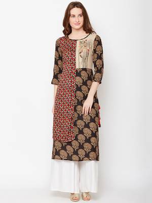 Brown woven rayon kurtas-and-kurtis 1