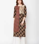 Brown woven rayon kurtas-and-kurtis