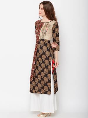 Brown woven rayon kurtas-and-kurtis 3
