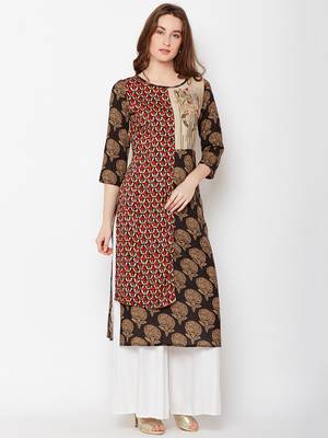 Brown woven rayon kurtas-and-kurtis 4