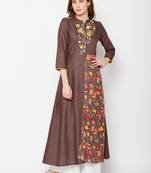 Brown woven rayon kurtas-and-kurtis
