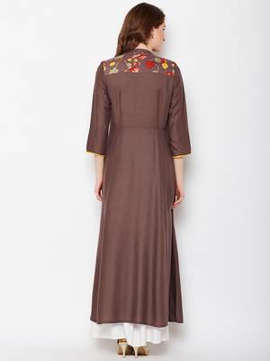Brown woven rayon kurtas-and-kurtis 2