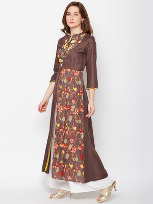 Brown woven rayon kurtas-and-kurtis 3