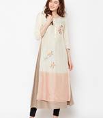 Beige woven silk kurtas-and-kurtis