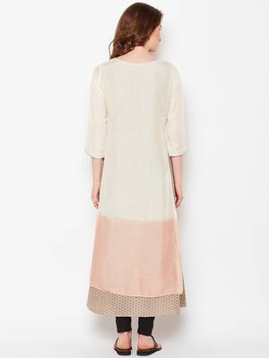 Beige woven silk kurtas-and-kurtis 2