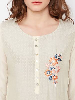 Beige woven silk kurtas-and-kurtis 5