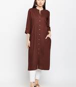 Brown woven rayon kurtas-and-kurtis
