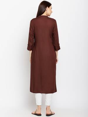 Brown woven rayon kurtas-and-kurtis 2